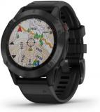 Garmin fenix 6X Pro , Premium Multisport GPS Watch, Features Mapping, Music, Grade-Adjusted Pace Monitoring and Pulse Ox Sensors, Black with Black Band