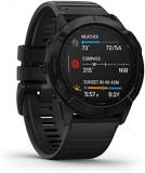 Garmin fenix 6X Pro , Premium Multisport GPS Watch, Features Mapping, Music, Grade-Adjusted Pace Monitoring and Pulse Ox Sensors, Black with Black Band