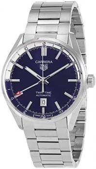 TAG Heuer Carrera Twin-Time Automatic Watch - Diameter 41 mm WBN201A.BA0640, Blue, 41 mm, Blue, 41 mm, bracelet