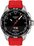 Tissot Unisex-Adult's T-Touch Antimagnetic Titanium case Swiss Connected Quartz Solar Tactile Watch with Silicone Strap, Red, 23 (Model: T1214204705101)