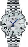 Tissot Mens Tissot Carson Premium Gent Moonphase 316L Stainless Steel case Swiss Quartz Watch, Grey, Stainless Steel, 20 (T1224231103300), Grey, Quartz Watch