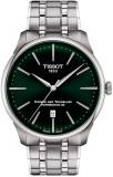 Tissot watch Chemin Des Tourelles Powermatic 80 T139.407.11.091.00 steel green background