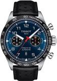 Tissot PRS 516 automatic chronograph watch blue and black T131.627.16.042.00 man with leather strap