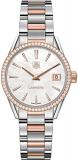 Tag Heuer Carrera Mother of Pearl Dial Diamond Bezel Steel and 18kt Rose Gold Ladies Watch WAR1353.BD0779