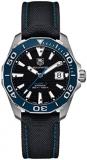 Tag Heuer Way211b-Fc6363 Men's Aquaracer Automatic Black Nylon & Dial Blue Contrast Stitch Watch...