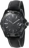 TAG Heuer Men's '300 Aquaracer' Swiss Automatic Stainless Steel and Canvas Dress Watch, Color:Black (Model: WAY218B.FC63