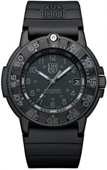 Luminox Original Navy SEAL  Men's Quartz watch with Black dial featuring LLT Luminox light Technology 43 millimeters Carbon Compound case and Black PU Strap  XS.3001.BO