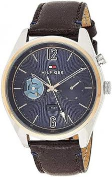 Tommy Hilfiger Analogue Multifunction Quartz Watch for Men with Dark Brown Leather Strap - 1791549