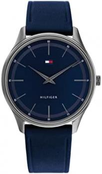Tommy Hilfiger Analogue Quartz Watch for Men with Blue Leather Strap - 1710467