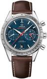 Omega Speedmaster Automatic Blue Dial Brown Leather Mens Watch 33112425103001
