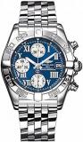 Breitling Chrono Galactic Automatic Chronograph Blue Leather Mens Watch A13358L2...