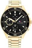 Tommy Hilfiger Analogue Multifunction Quartz Watch for Men with Gold Coloured Stainless Steel Bracelet - 1791919