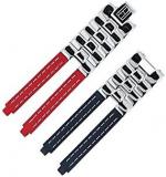 Tommy Hilfiger watch strap, 19 mm, leather stainless steel, red, blue, case number TH.F80132, suitable for watch model 1780068, silver clasp.
