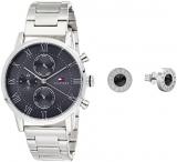 Tommy Hilfiger Analog Multifunction Quartz Watch and Stainless Steel Earrings fo...