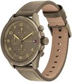 Tommy Hilfiger Analogue Multifunction Quartz Watch for Men with Khaki Leather Strap - 1792005