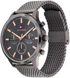 Tommy Hilfiger Analogue Multifunction Quartz Watch for Men with Gunmetal Stainless Steel Mesh Bracelet - 1710500