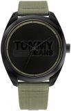 Tommy Hilfiger Jeans Analogue Quartz Watch for Men with Military Green Nylon Strap - 1792040