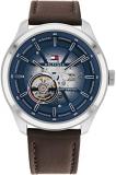 Tommy Hilfiger Automatic Watch for Men with Dark Brown Leather Strap - 1791888