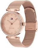 Tommy Hilfiger Analogue Quartz Watch for Women with Rose Gold Coloured Stainless Steel Mesh Bracelet - 1782508