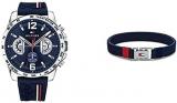 Tommy Hilfiger Analog Multifunction Quartz Watch and Navy Blue Leather Bracelet ...