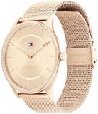 Tommy Hilfiger Analogue Quartz Watch for Women with Carnation Gold Coloured Stainless Steel Mesh Bracelet - 1782529