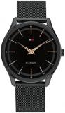 Tommy Hilfiger Analogue Quartz Watch for Men with Black Stainless Steel Mesh Bra...