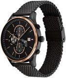 Tommy Hilfiger Analogue Multifunction Quartz Watch for Men with Black Stainless Steel Mesh Bracelet - 1710505