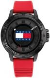Tommy Hilfiger Jeans Analogue Quartz Watch for Men with Red Silicone Bracelet - ...
