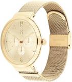 Tommy Hilfiger Analogue Multifunction Quartz Watch for Women with Gold Coloured Stainless Steel Mesh Bracelet - 1782539