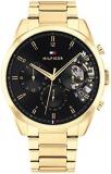 Tommy Hilfiger Analogue Multifunction Quartz Watch for Men with Gold Coloured St...