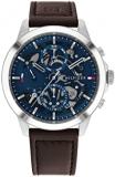 Tommy Hilfiger Analogue Multifunction Quartz Watch for Men with Dark Brown Leather Strap - 1710476