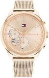 Tommy Hilfiger Analogue Multifunction Quartz Watch for Women with Carnation Gold Coloured Stainless Steel Mesh Bracelet - 1782486