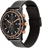 Tommy Hilfiger Analogue Multifunction Quartz Watch for Men with Black Stainless Steel Mesh Bracelet - 1792020