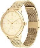 Tommy Hilfiger Analogue Multifunction Quartz Watch for Women with Gold Coloured Stainless Steel Mesh Bracelet - 1782458