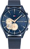 Tommy Hilfiger Analogue Multifunction Quartz Watch for Women with Blue Stainless Steel Mesh Bracelet - 1782418