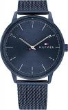Tommy Hilfiger Analogue Quartz Watch for Men with Blue Stainless Steel Mesh Brac...