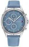 Tommy Hilfiger Analogue Multifunction Quartz Watch for Women with Blue Leather Strap - 1782500