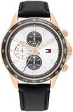 Tommy Hilfiger Analogue Multifunction Quartz Watch for Men with Black Leather St...