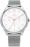 Tommy Hilfiger Analogue Multifunction Quartz Watch for Women with Silver Stainless Steel Mesh Bracelet - 1782456