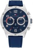 Tommy Hilfiger Analogue Multifunction Quartz Watch for Men with Blue Silicone Bracelet - 1792027