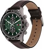 Tommy Hilfiger Analogue Multifunction Quartz Watch for Men with Dark Brown Leather Strap - 1792017