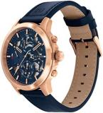 Tommy Hilfiger Analogue Multifunction Quartz Watch for Men with Navy Blue Leather Strap - 1710475