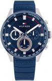 Tommy Hilfiger Analogue Multifunction Quartz Watch for Men with Blue Silicone Br...