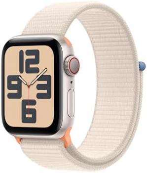 Apple Watch SE (2nd Gen, 2023) [GPS + Cellular 40mm] Smartwatch with Starlight Aluminum Case with Stralight Sport Loop One Size,