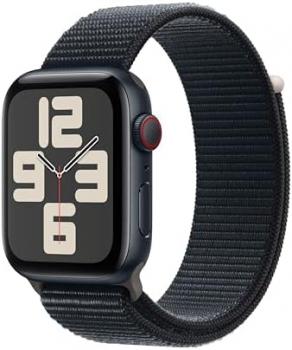 Apple Watch SE (2nd Gen, 2023) [GPS + Cellular 44mm] Smartwatch with Midnight Aluminum Case with Midnight Sport Loop One Size