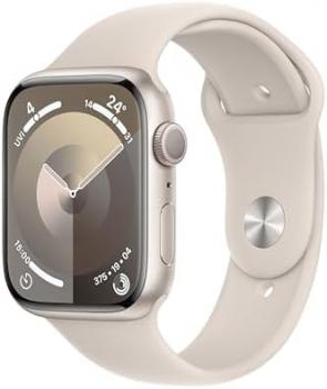Apple Watch Series 9 [GPS 45mm] Smartwatch with Starlight Aluminum Case with Starlight Sport Band S/M. Fitness Tracker, Blood Oxygen & ECG Apps, Always-On Retina Display, Water Resistant
