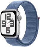 Apple Watch SE (2nd Gen, 2023) [GPS 40mm] Smartwatch with Silver Aluminum Case with Winter Blue Sport Loop One Size
