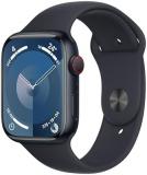 Apple Watch Series 9 [GPS + Cellular 45mm] Smartwatch with Midnight Aluminum Case with Midnight Sport Band S/M. Fitness Tracker, Blood Oxygen & ECG Apps, Always-On Retina Display, Water Resistant