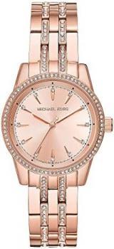 Michael Kors Mini Ritz Analogue Quartz Watch with Rose Gold Stainless Steel Strap for Women MK3910