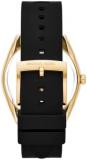Michael Kors MK7313 Black Gold Tone Logo Dial Black Silicone Band Women's Watch, Black